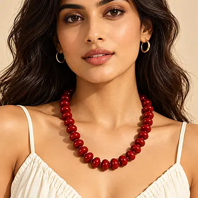 Rouvelle Ruby Red Beaded Statement Necklace