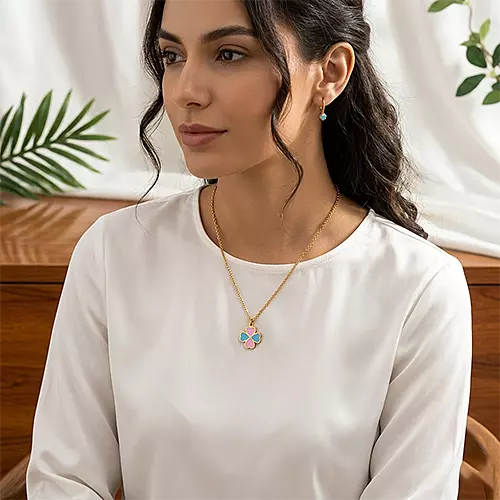 Rose Gold Plated Clover Heart Necklace