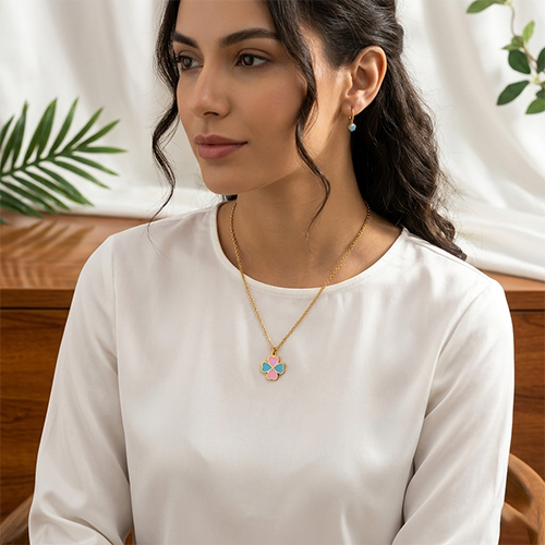 Rose Gold Plated Clover Heart Necklace