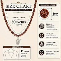 Rudraksha Mala with 925 Silver Om Pendant – Traditional Bead Jewellery Necklace