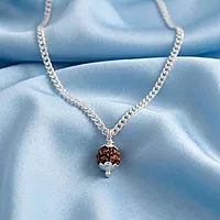 Sterling Silver Curb Chain with silver Capped Rudraksha Pendant (92.5% clarity)