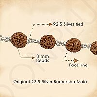 925 Sterling Silver tied Rudraksha Mala Panch Mukhi 5 Mukhi Five Face 54 Beads