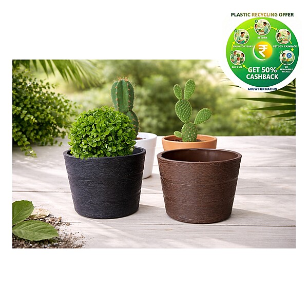 Plastic Rufwood Round Pot | 4 Inch | Indoor Plant Pot