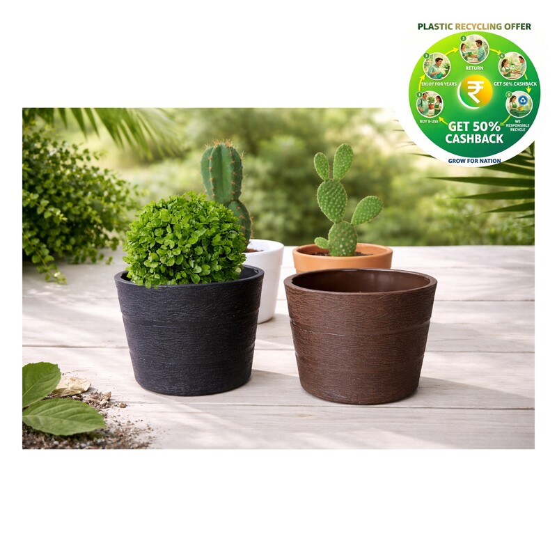 Plastic Rufwood Round Pot | 4 Inch | Indoor Plant Pot