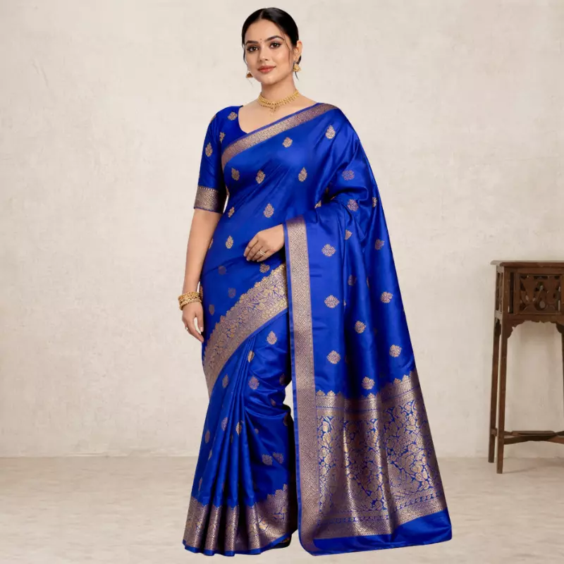 Turquoise Blue Festive Silk Saree
