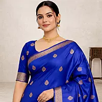 Turquoise Blue Festive Silk Saree