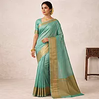 Aqua Blue Soft Silk Saree