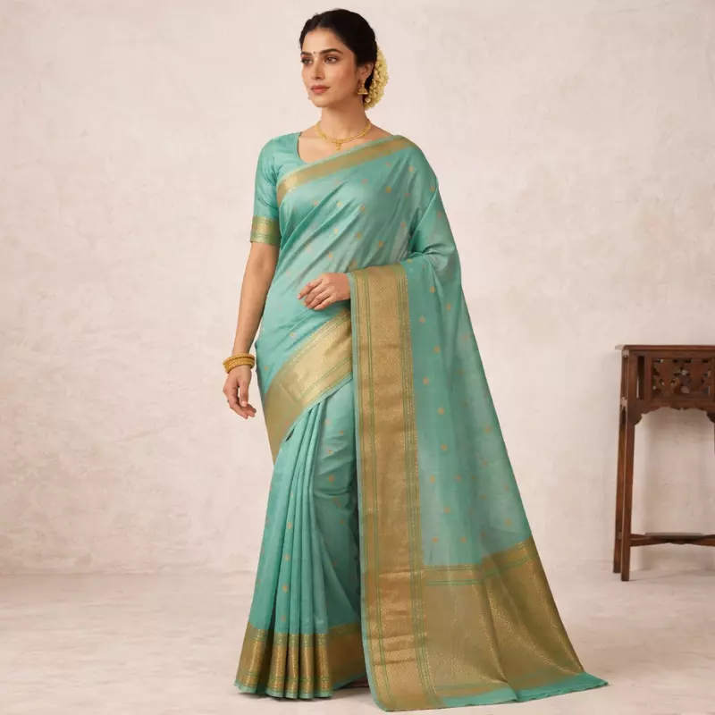 Aqua Blue Soft Silk Saree