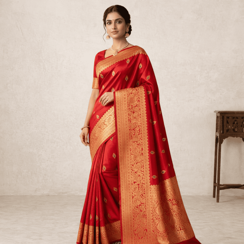 Red Traditional Silk Saree