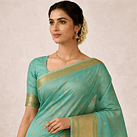 Aqua Blue Soft Silk Saree