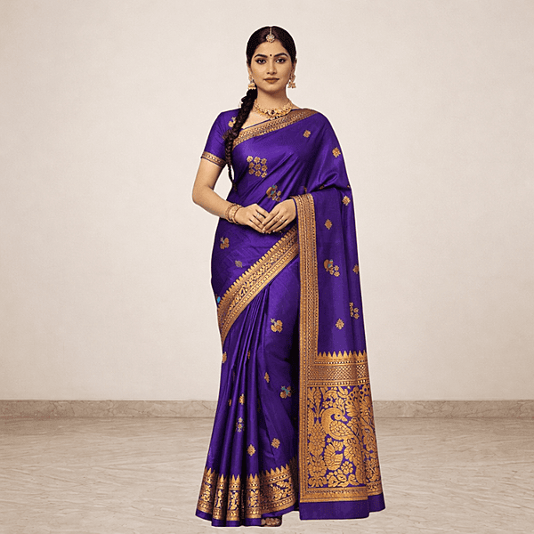 Royal Purple Designer Silk Saree