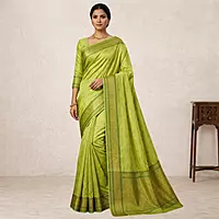 Parrot Green Classic Silk Saree