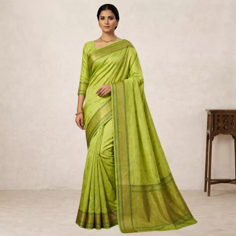 Parrot Green Classic Silk Saree