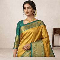 Light Green Temple Silk Saree