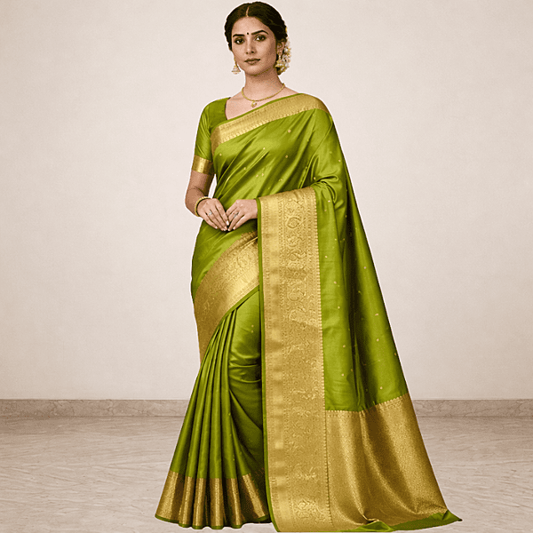 Golden Green Premium Silk Saree