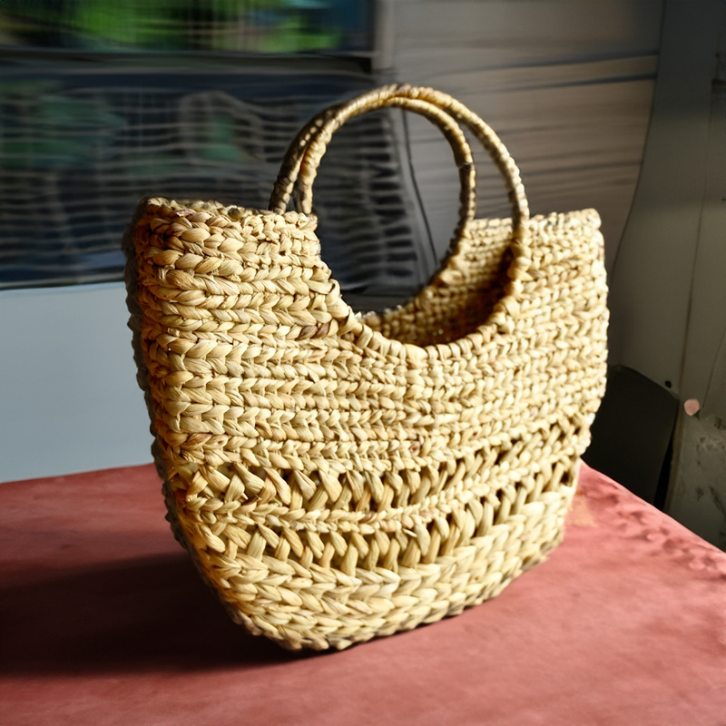 Women Handcrafted Water Reed Hyacinth Tote Bag