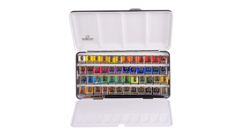 05838648 ROYAL TALENS REMBRANDT WATERCOLOUR METAL TIN SET | 48 HALF PANS + 1 BRUSH 05838648 ROYAL TALENS REMBRANDT WATERCOLOUR METAL TIN SET | 48 HALF PANS + 1 BRUSH
