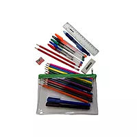 Stationery Filled Green Zip 8x5"" Pencil Case with Colouring Pencils