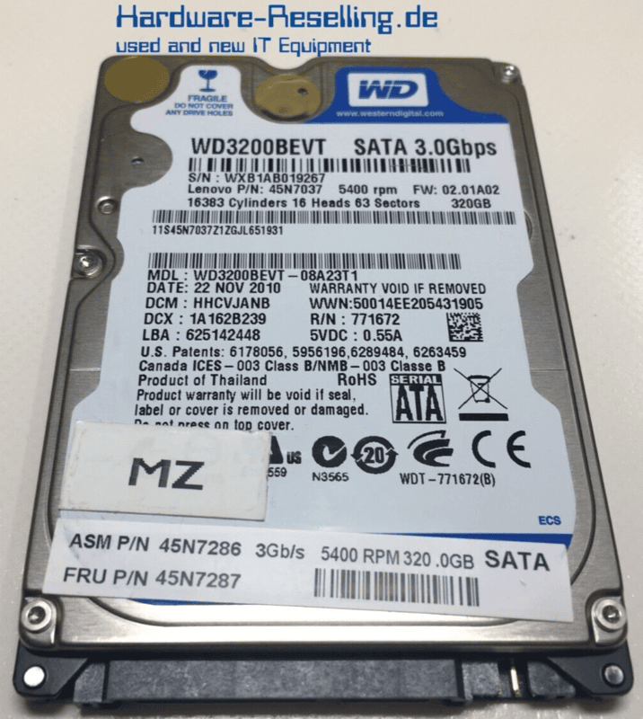 Refurbished Western Digital WD3200BEVT-08A23T1 - 320GB 5.4K RPM SATA 2.5" Hard Drive Refurbished Western Digital WD3200BEVT-08A23T1 - 320GB 5.4K RPM SATA 2.5" Hard Drive