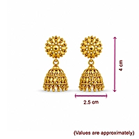 Traditional Gold Plated Floral Jhumka Earrings for Women | Ethnic Temple Style Drop Earrings
