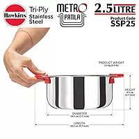 HAWKINS TRI PLY SS METRO 2.5L SSP25