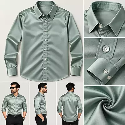Men’s Sage Green Solid Button-Down Shirt