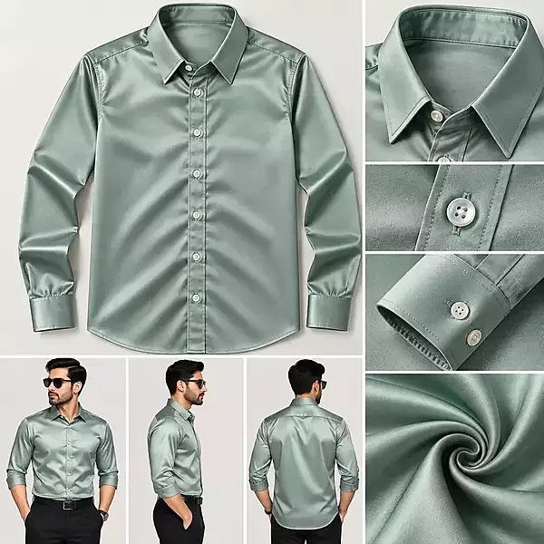 Men’s Sage Green Solid Button-Down Shirt