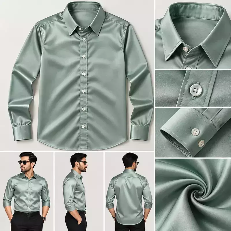 Men’s Sage Green Solid Button-Down Shirt