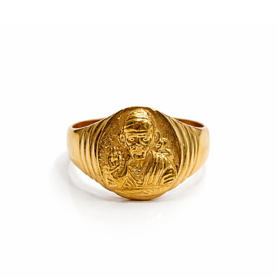 Impon Sai Baba Ring – Gold Finish Devotional Jewelry