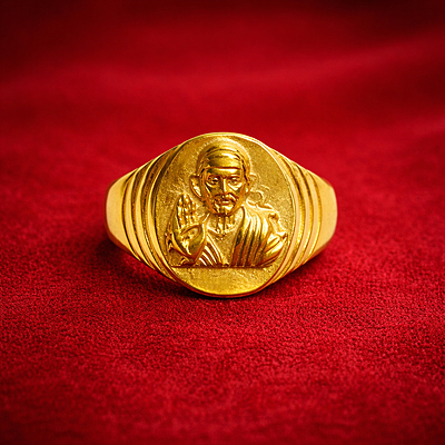Impon Sai Baba Ring – Gold Finish Devotional Jewelry