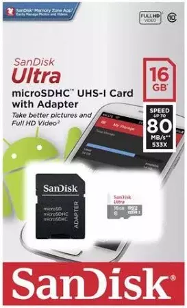 SanDisk UHS-I 16 GB MicroSDHC Class 10 98 MB/s Memory SanDisk UHS-I 16 GB MicroSDHC Class 10 98 MB/s Memory