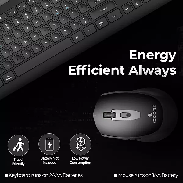 Coconut Sapphire Wireless Combo (Bluetooth & 2.4GHz, Seamless Connectivity, Sleek Design, Reliable Keyboard & Mouse for All Devices, 1 Year Warranty)