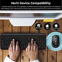 Coconut Sapphire Wireless Combo (Bluetooth & 2.4GHz, Seamless Connectivity, Sleek Design, Reliable Keyboard & Mouse for All Devices, 1 Year Warranty)