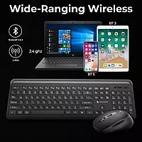 Coconut Sapphire Wireless Combo (Bluetooth & 2.4GHz, Seamless Connectivity, Sleek Design, Reliable Keyboard & Mouse for All Devices, 1 Year Warranty)