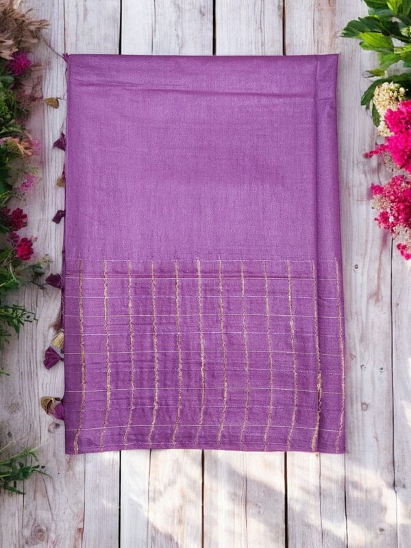 Dark Purple Woven Kota Silk Saree with Running Blouse