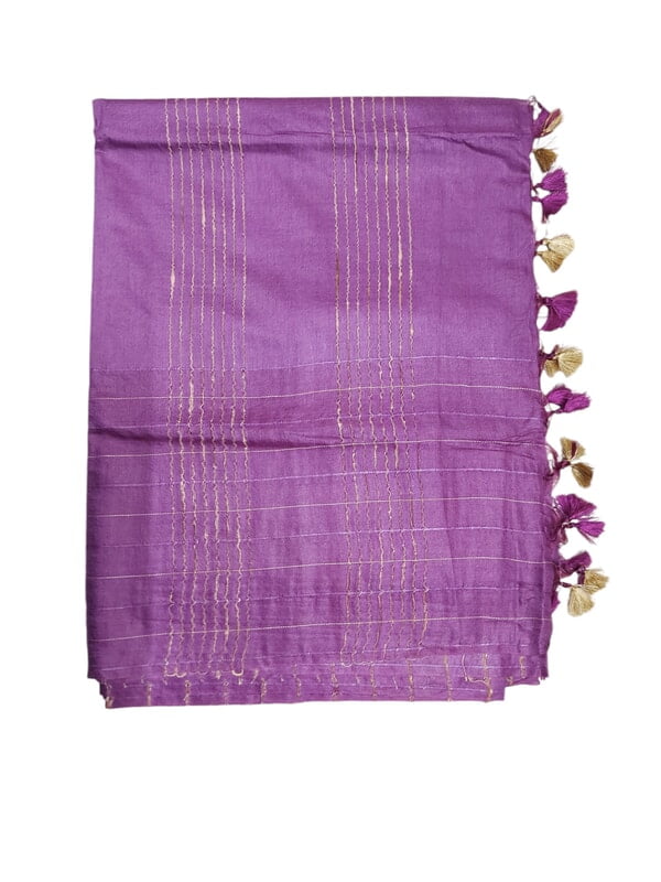 Dark Purple Woven Kota Silk Saree with Running Blouse