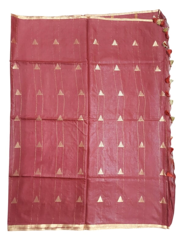Maroon Woven Kota Silk Saree with Running Blouse