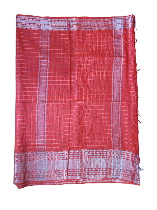 Maroon with Silver Woven Kota Silk Saree with Running Blouse