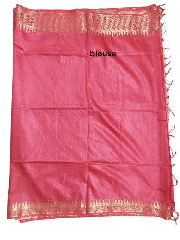 Pink with Golden Woven Kota Silk Saree with Running Blouse