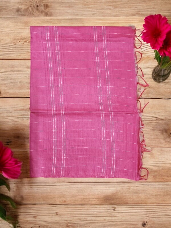 Pink Woven Kota Silk Saree with Running Blouse