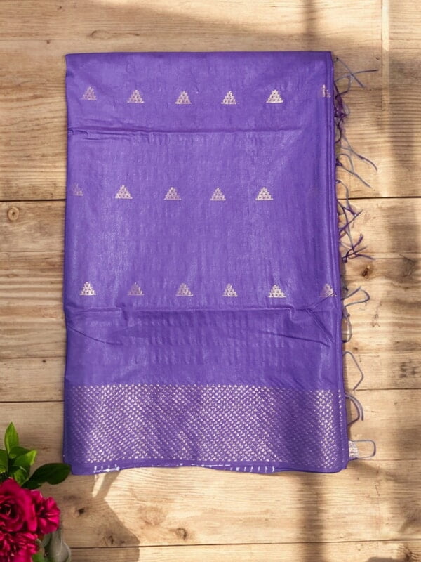 Purple Woven Kota Silk Saree with Running Blouse