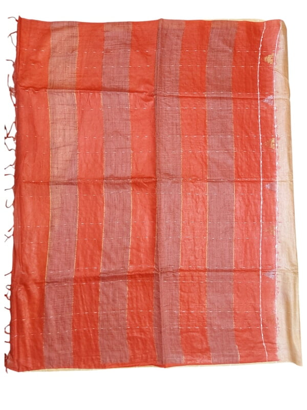 Red & Cream Woven Kota Silk Saree with Running Blouse