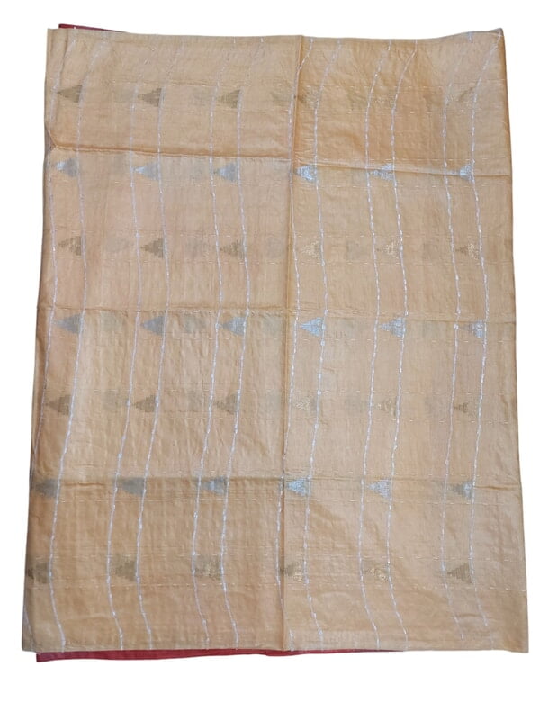 Red & Cream Woven Kota Silk Saree with Running Blouse