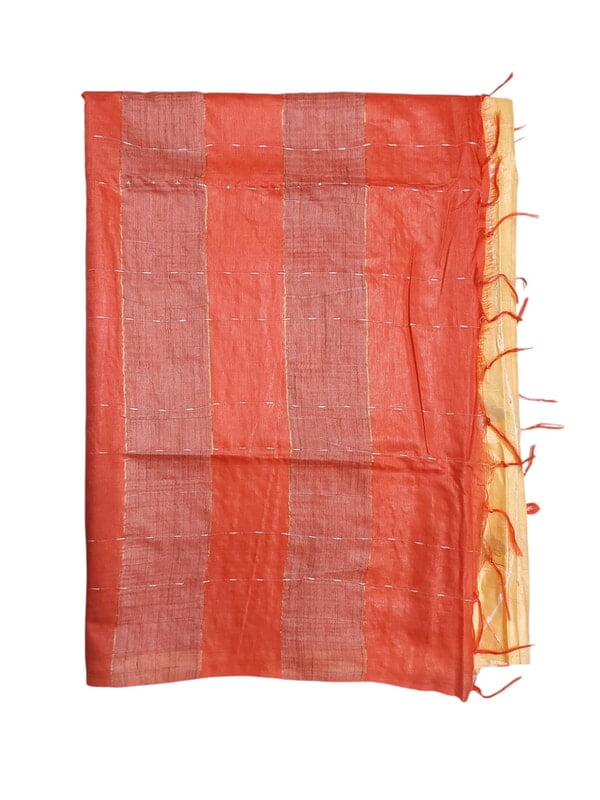 Red & Cream Woven Kota Silk Saree with Running Blouse