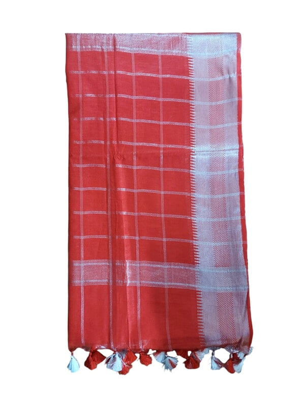 Red & Silver Woven Kota Silk Saree with Running Blouse