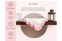 Nature Abani Scallop Edge Cloth Napkins – Set of 4, 100% Cotton, Reusable & Washable Table Napkins