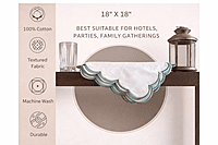 Nature Abani Scallop Edge Cloth Napkins – Set of 4, 100% Cotton, Reusable & Washable Table Napkins