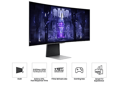 SAMSUNG , 34" Gaming Monitor, 175Hz Refresh Rate, 0.03ms GTG Response Time, G8 OLED