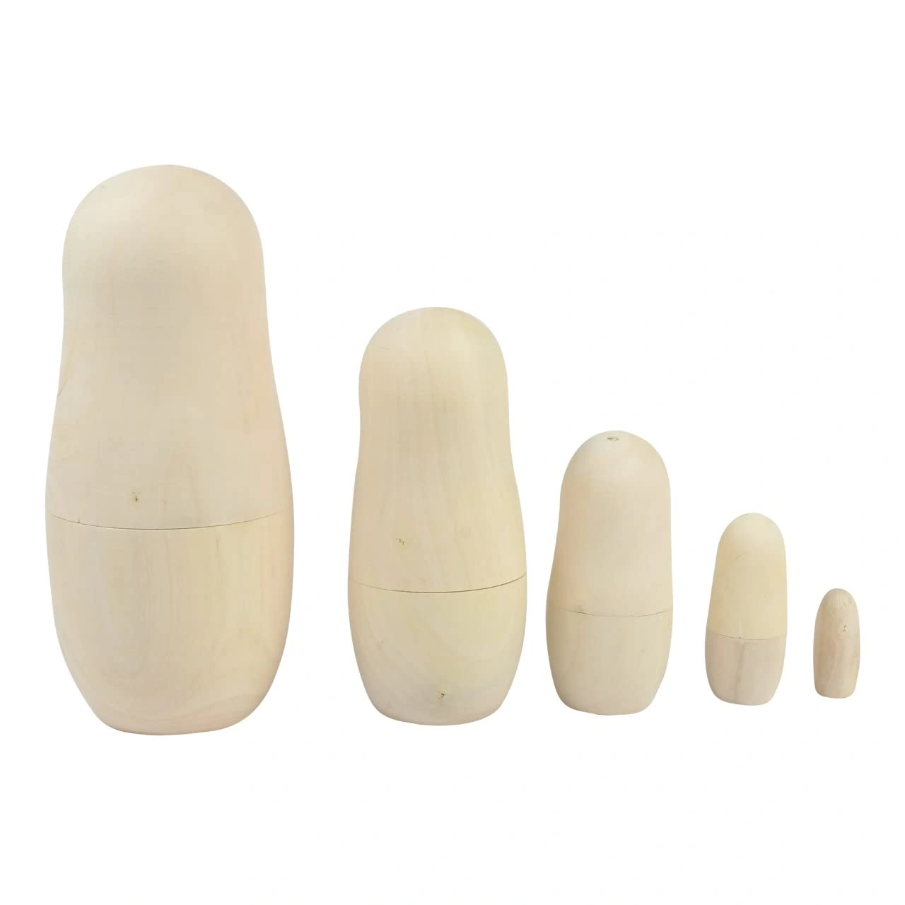 Handcrafted Unpainted Wooden Russian Nesting Dolls