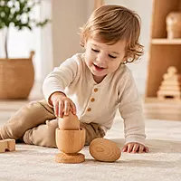 Channapatna Toys Montessori Wooden Egg and Cup Set